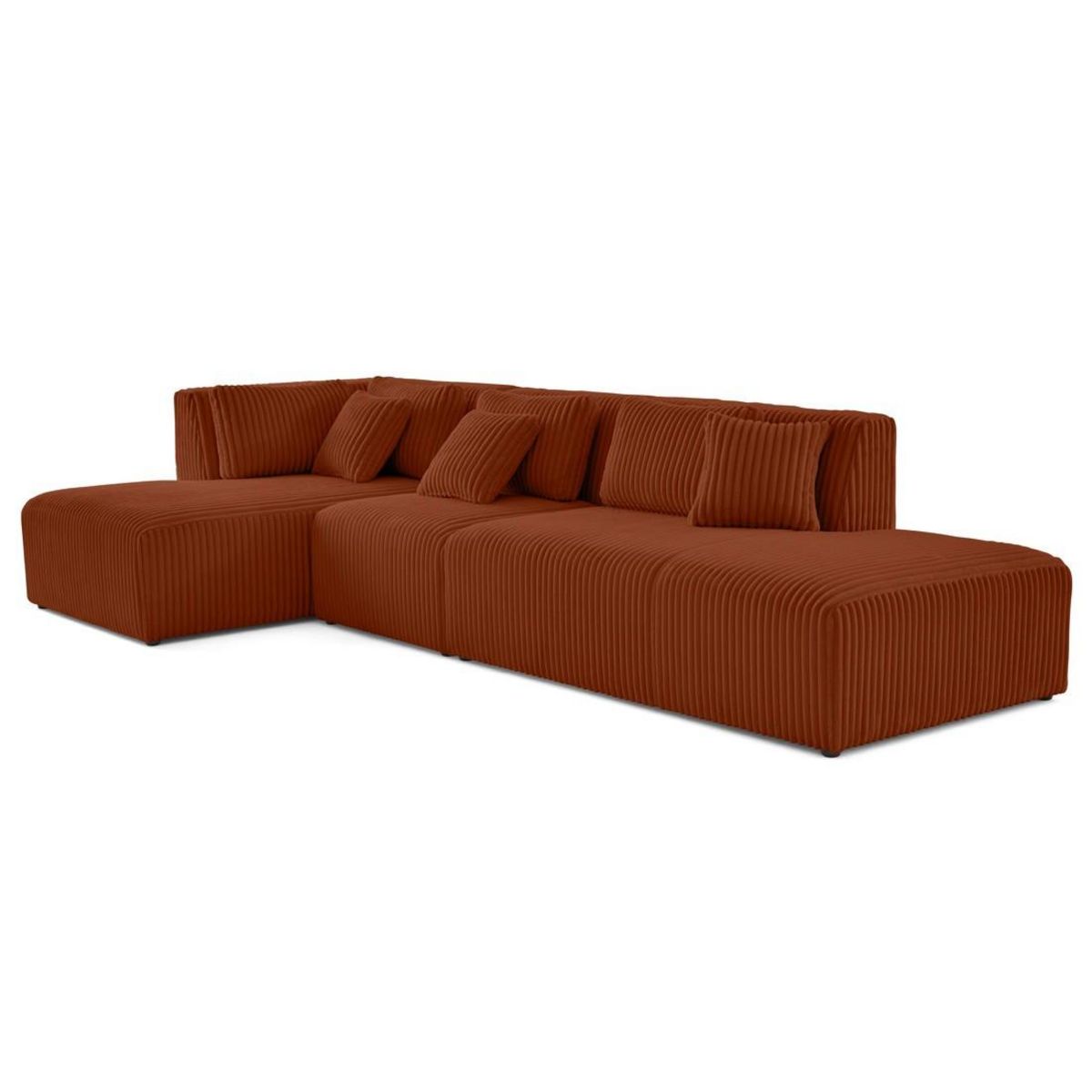 LISA DESIGN Victoire - canapé modulable d'angle gauche 5 places en velours côtelé grosses côtes