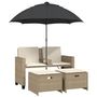 Voir la diapositive 2 : VIDAXL Canape de jardin 2 places avec parasol et tabourets beige rotin