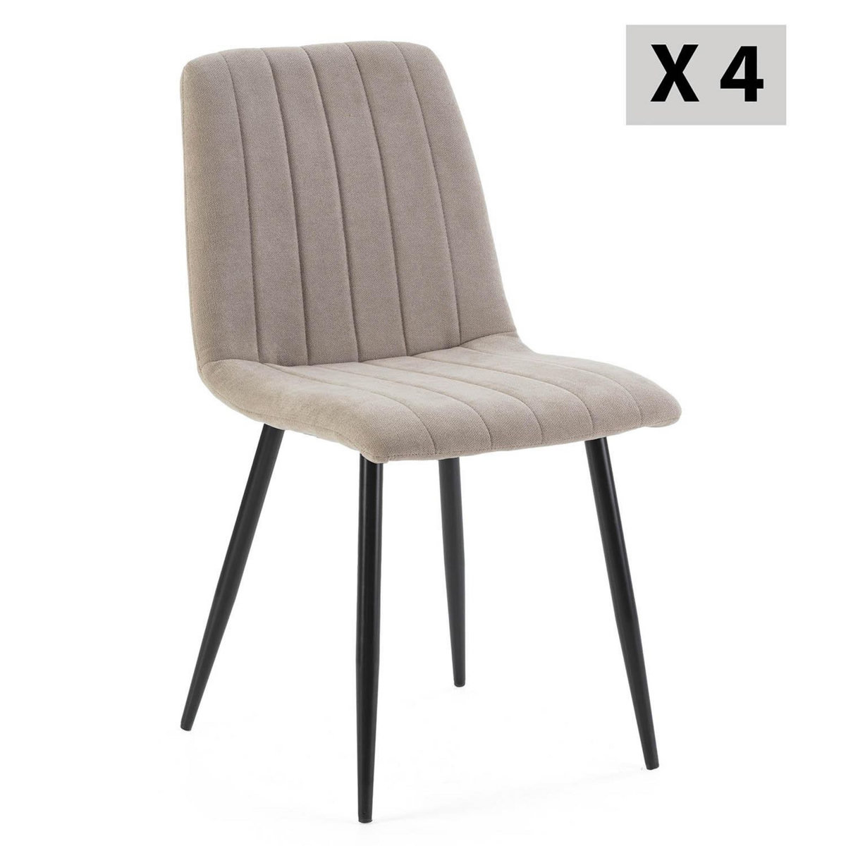VS VENTA-STOCK Pack 4 chaises Sagi recouvertes de tissu beige