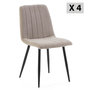 Voir la diapositive 1 : VS VENTA-STOCK Pack 4 chaises Sagi recouvertes de tissu beige