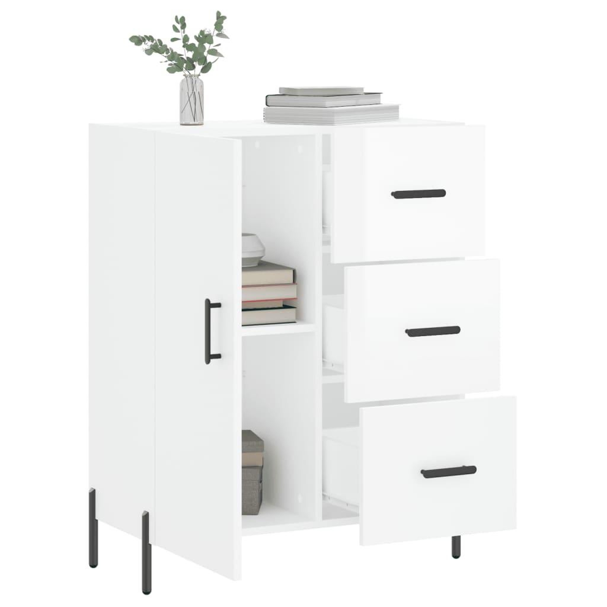 Voir la diapositive 4 : VIDAXL Buffet Blanc brillant 69,5x34x90 cm Bois d'ingenierie