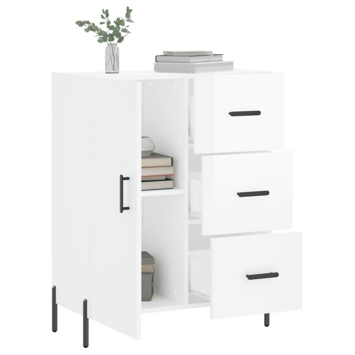 VIDAXL Buffet Blanc brillant 69,5x34x90 cm Bois d'ingenierie