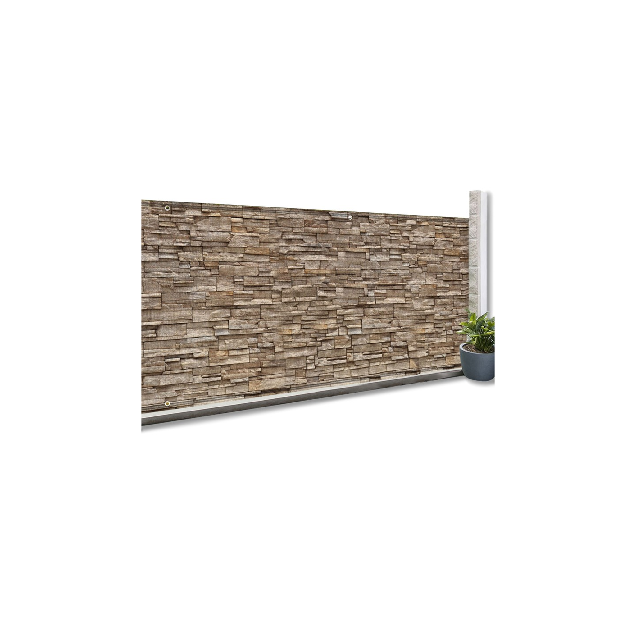 ID MARKET Brise vue occultant 1,2 x 10 m motif pierre marron 160 gr/m²