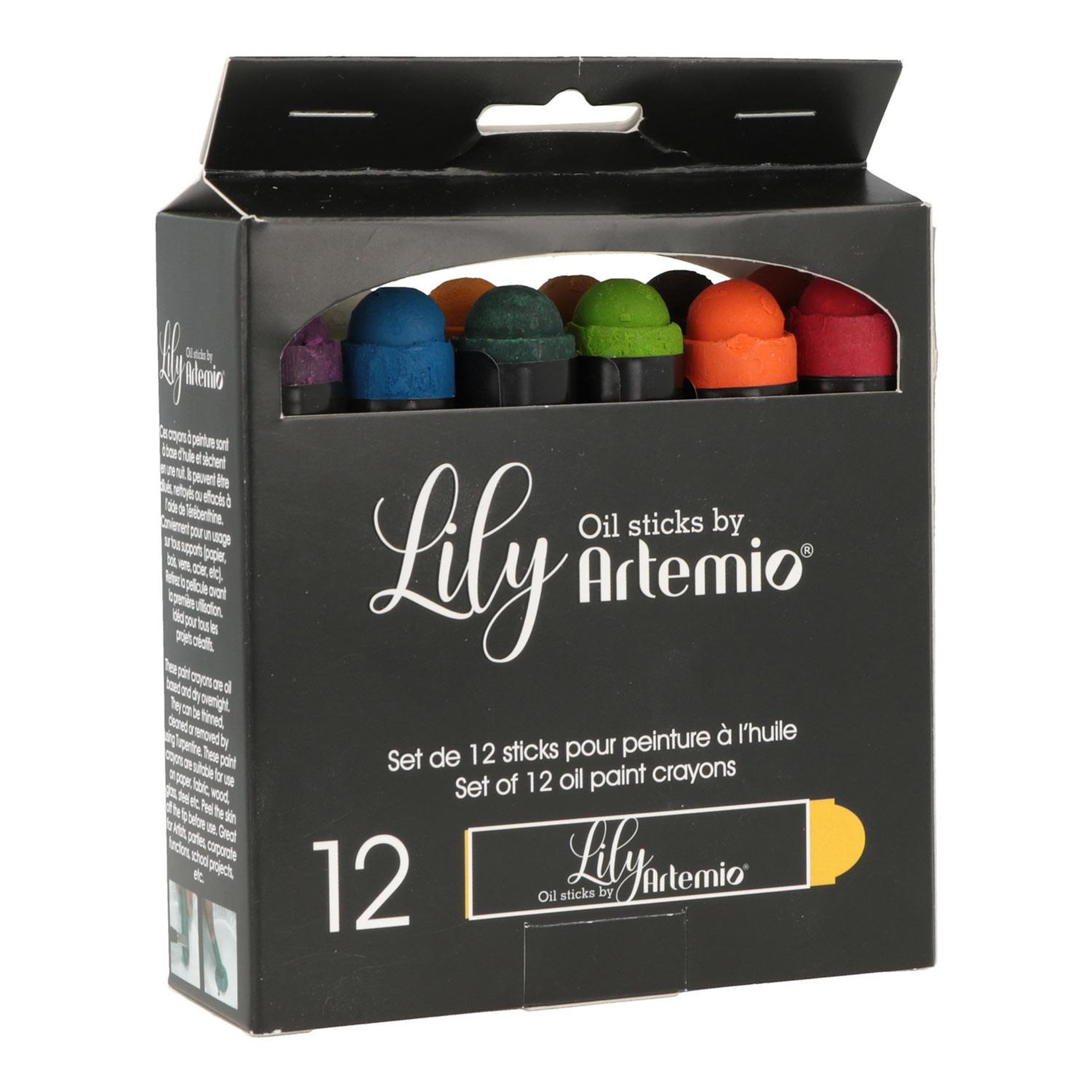 Voir la diapositive 1 : Artemio 12 crayons de peinture à l'huile - couleurs primaires
