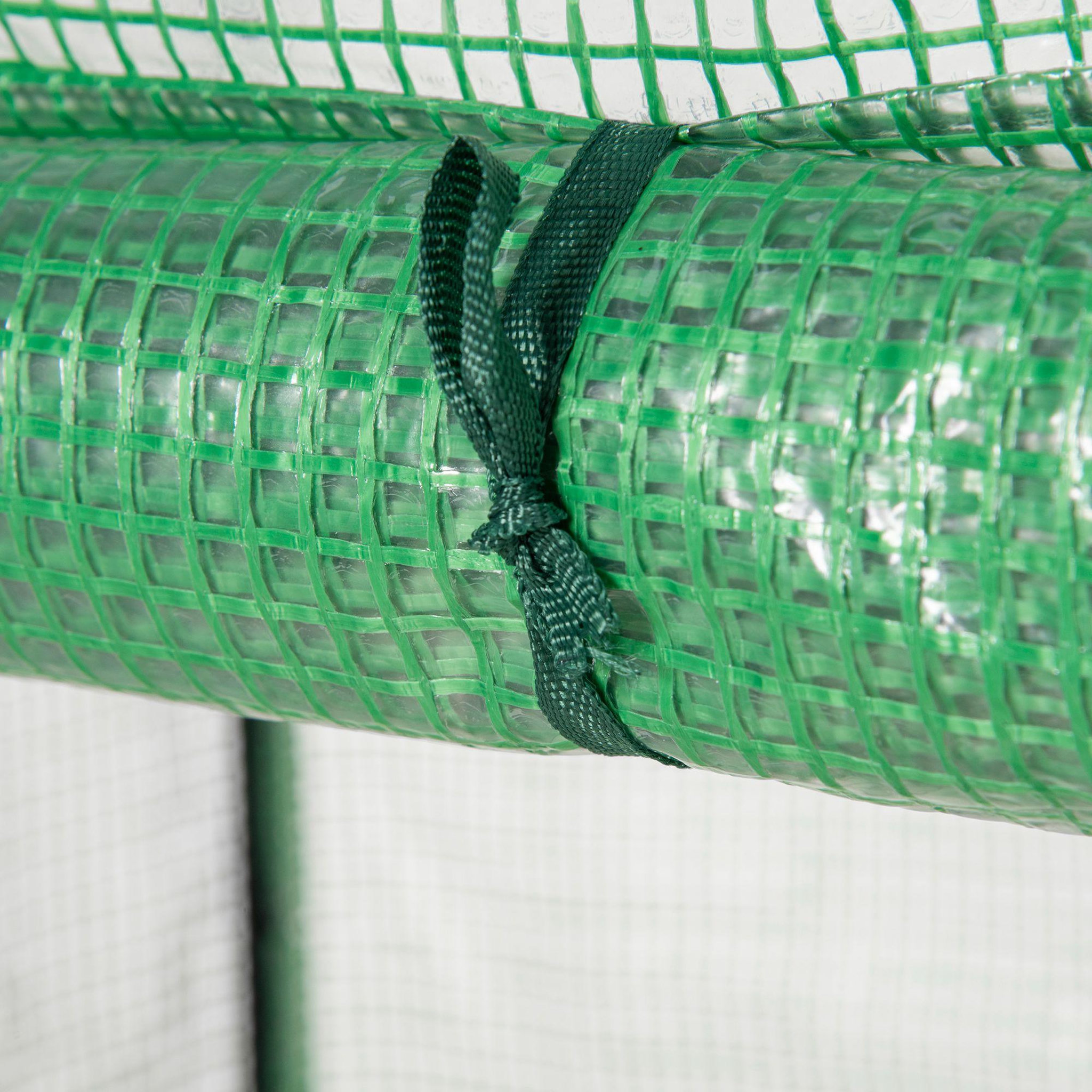 Voir la diapositive 6 : OUTSUNNY Serre de jardin serre à tomates porte zippée déroulante - 1x0,5x1,5m - acier PVC vert