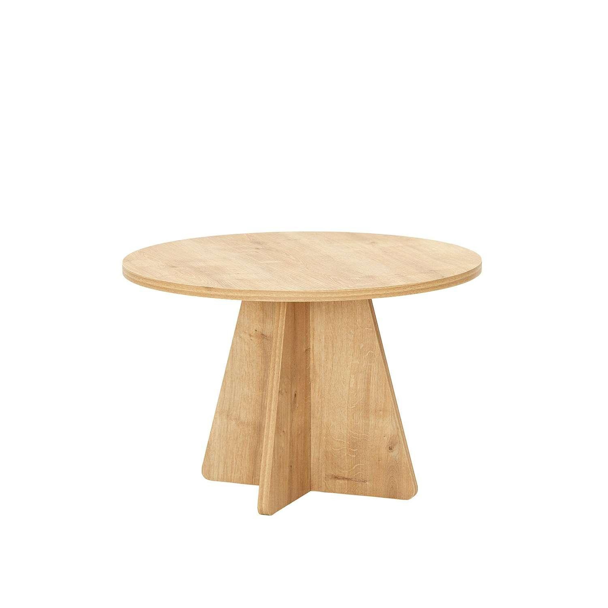 TOILINUX Table basse ronde valence en bois - beige