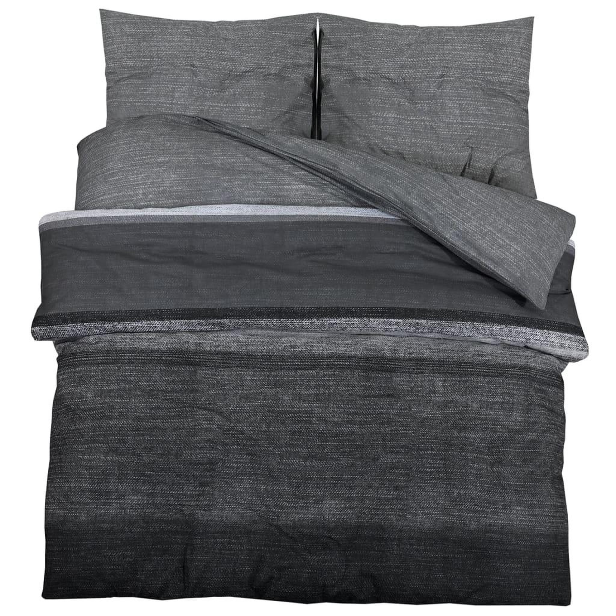 Voir la diapositive 2 : VIDAXL Ensemble de housse de couette gris fonce 225x220 cm Coton
