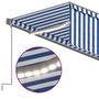 Voir la diapositive 5 : VIDAXL Auvent automatique store capteur de vent LED 6x3 m Bleu blanc