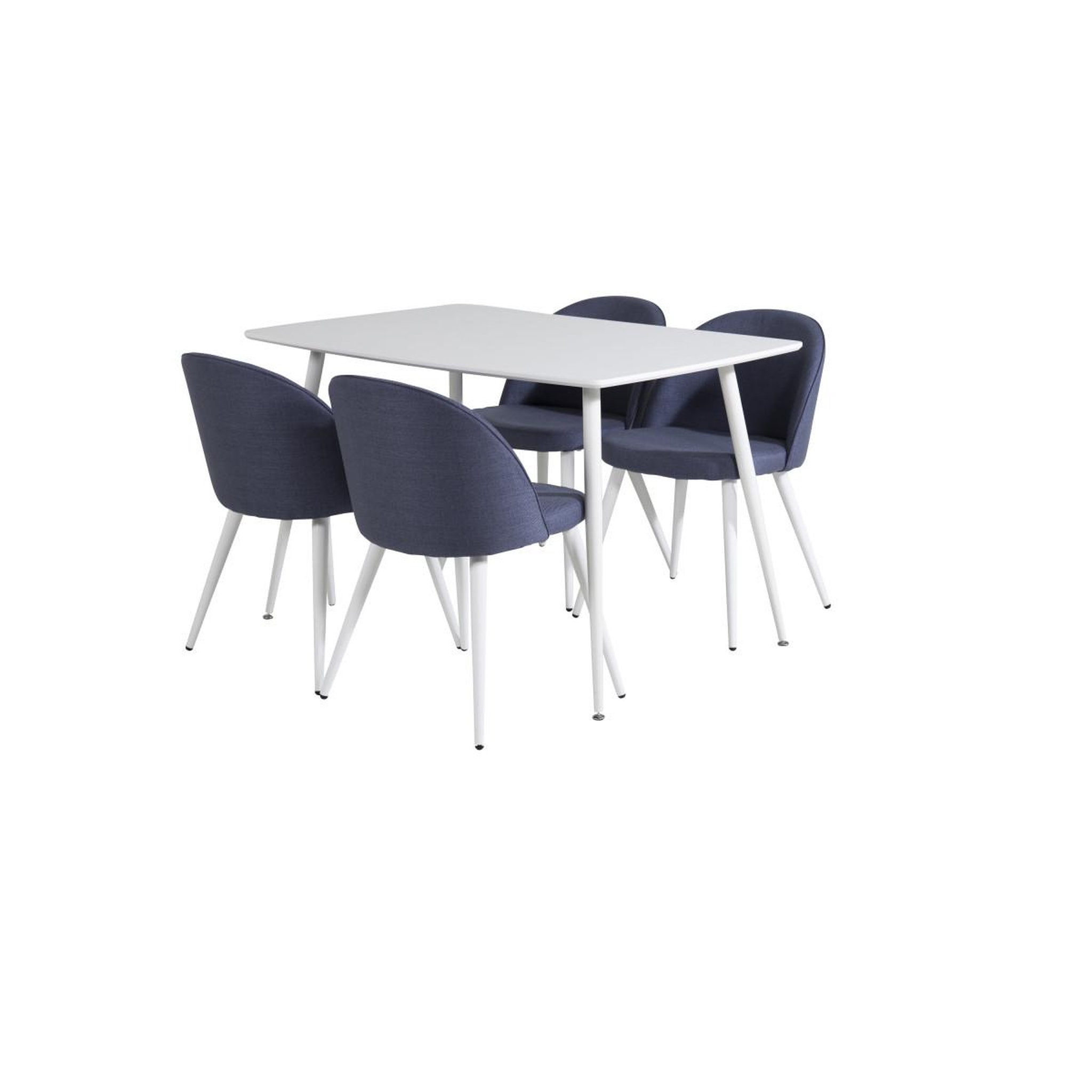 Voir la diapositive 3 : Paris Prix Ensemble table à manger & 4 chaises  polar & velvet  120cm blanc & bleu