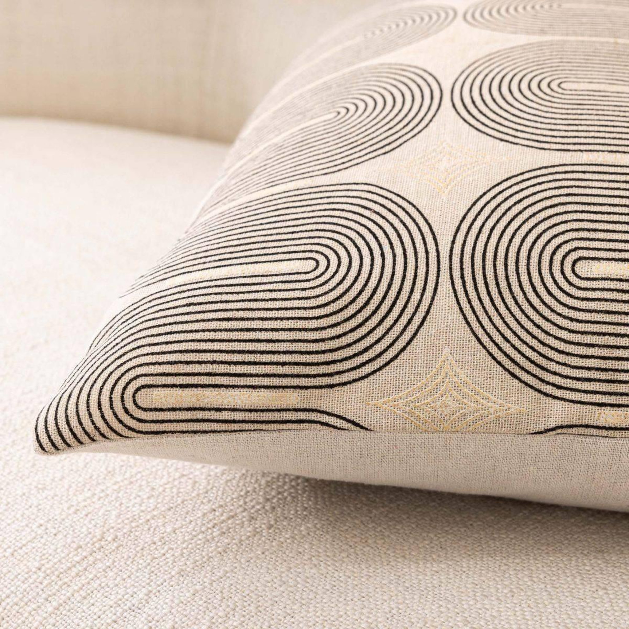Voir la diapositive 3 : Douceur d'Intérieur Coussin à motifs métallisés  ondine  40x60cm beige & noir