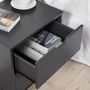 Voir la diapositive 5 : VS VENTA-STOCK Table de Chevet Miranda 2 tiroirs Gris, MDF laqué en couler Gris Anthracite
