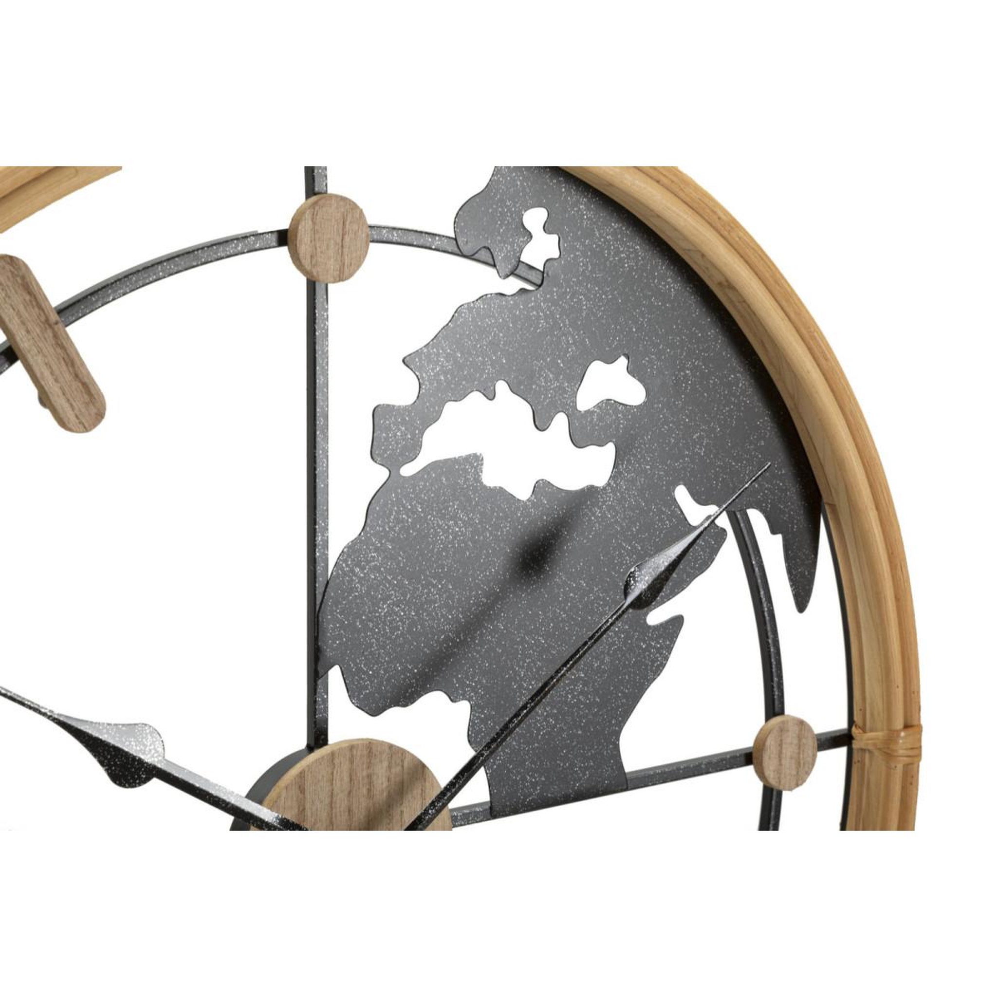 Voir la diapositive 3 : Paris Prix Horloge murale en métal  world  60cm noir & naturel