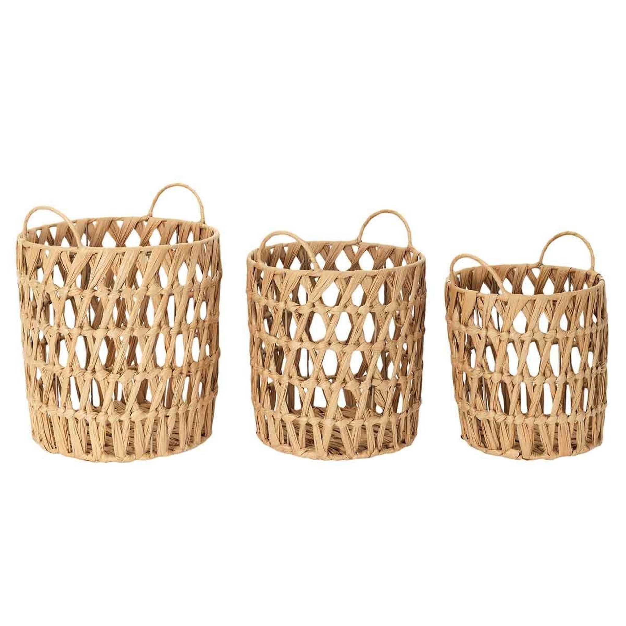 The Home Deco Factory Lot de 3 Paniers de Rangement  Ajouré  40cm Naturel