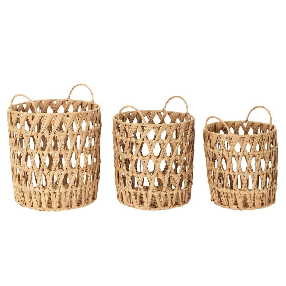 Paris Prix Lot de 3 Paniers de Rangement  Ajouré  40cm Naturel