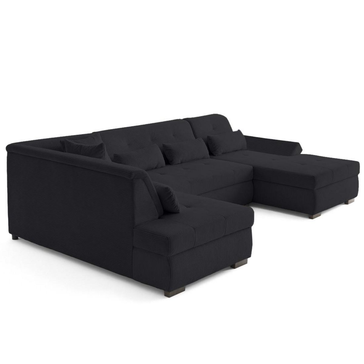 LISA DESIGN Vermont s - canapé panoramique d'angle gauche 7 places en velours côtelé