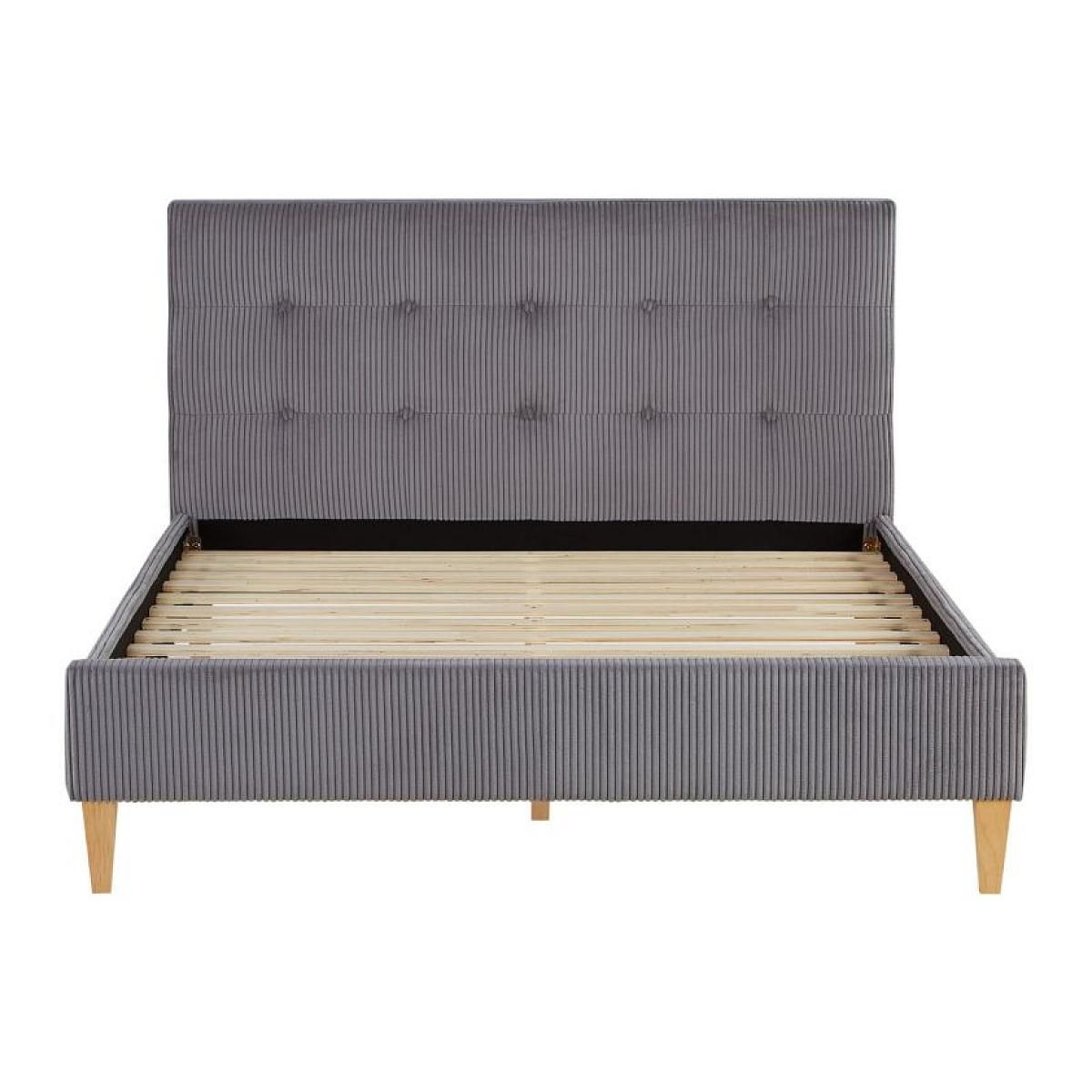 HomeStyle4U Lit 2 Places 140x200 Gris cm avec Sommier à Lattes