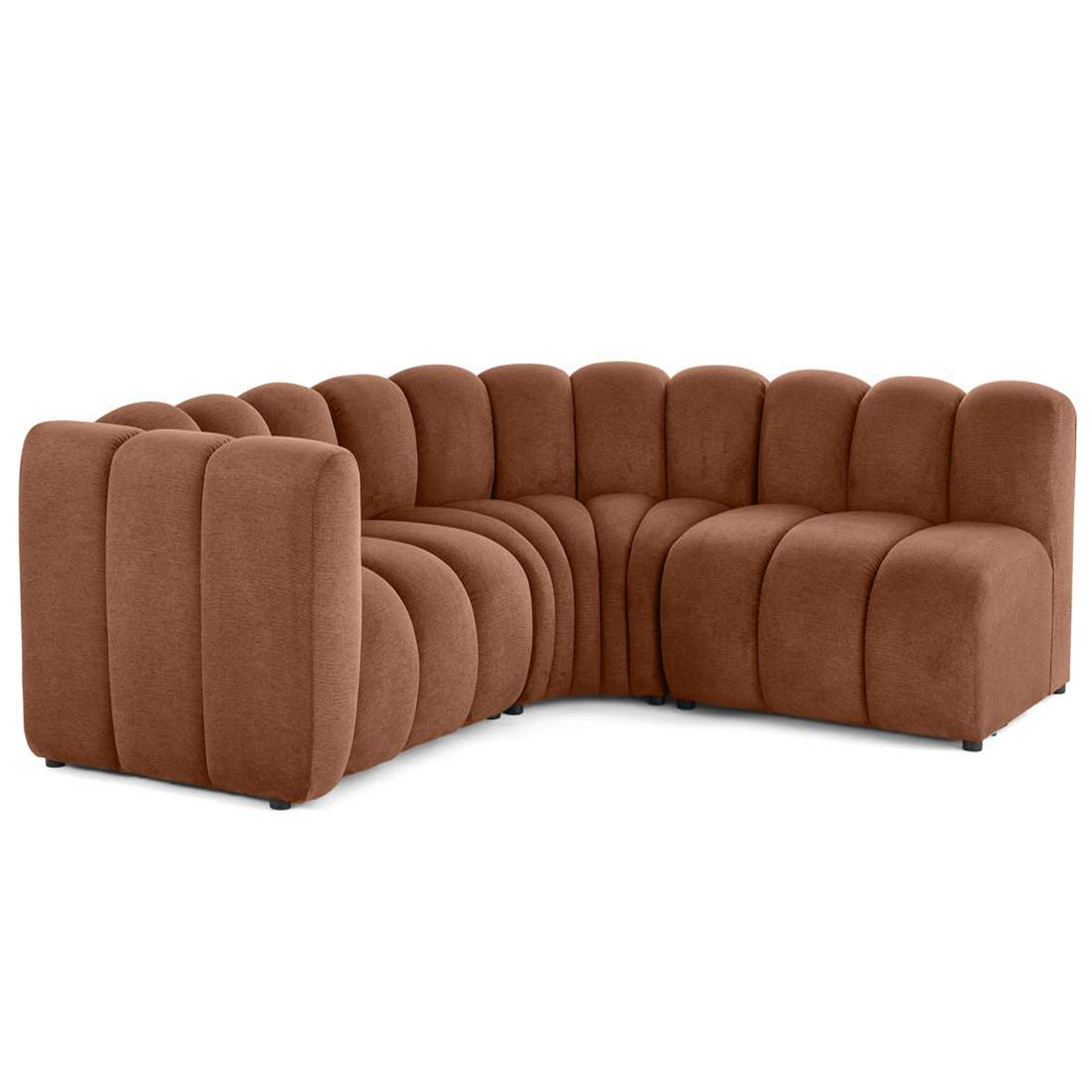 Voir la diapositive 4 : LISA DESIGN Debbie - canapé modulable d'angle droit 4 places avec accoudoir en tissu texturé