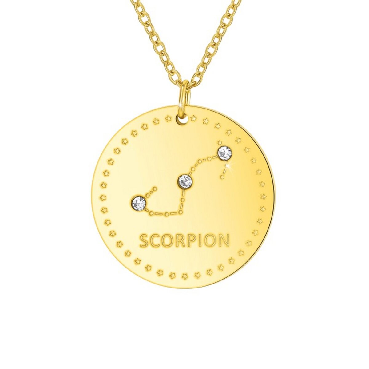 SC CRYSTAL Collier astrologie  Scorpion  SC Crystal orné de Cristaux scintillants en Acier Finement doré