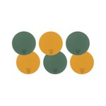 BJORN Sous-verre rond réversible - 6 pièces - Cuir recyclé jaune moutarde et vert sapin