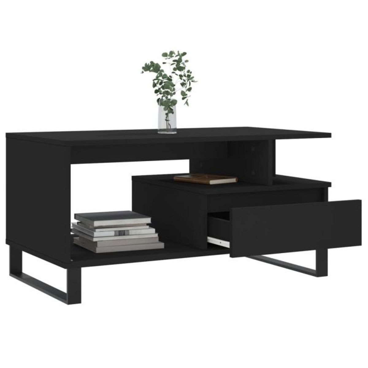 VIDAXL Table basse Noir 90x49x45 cm Bois d ingénierie