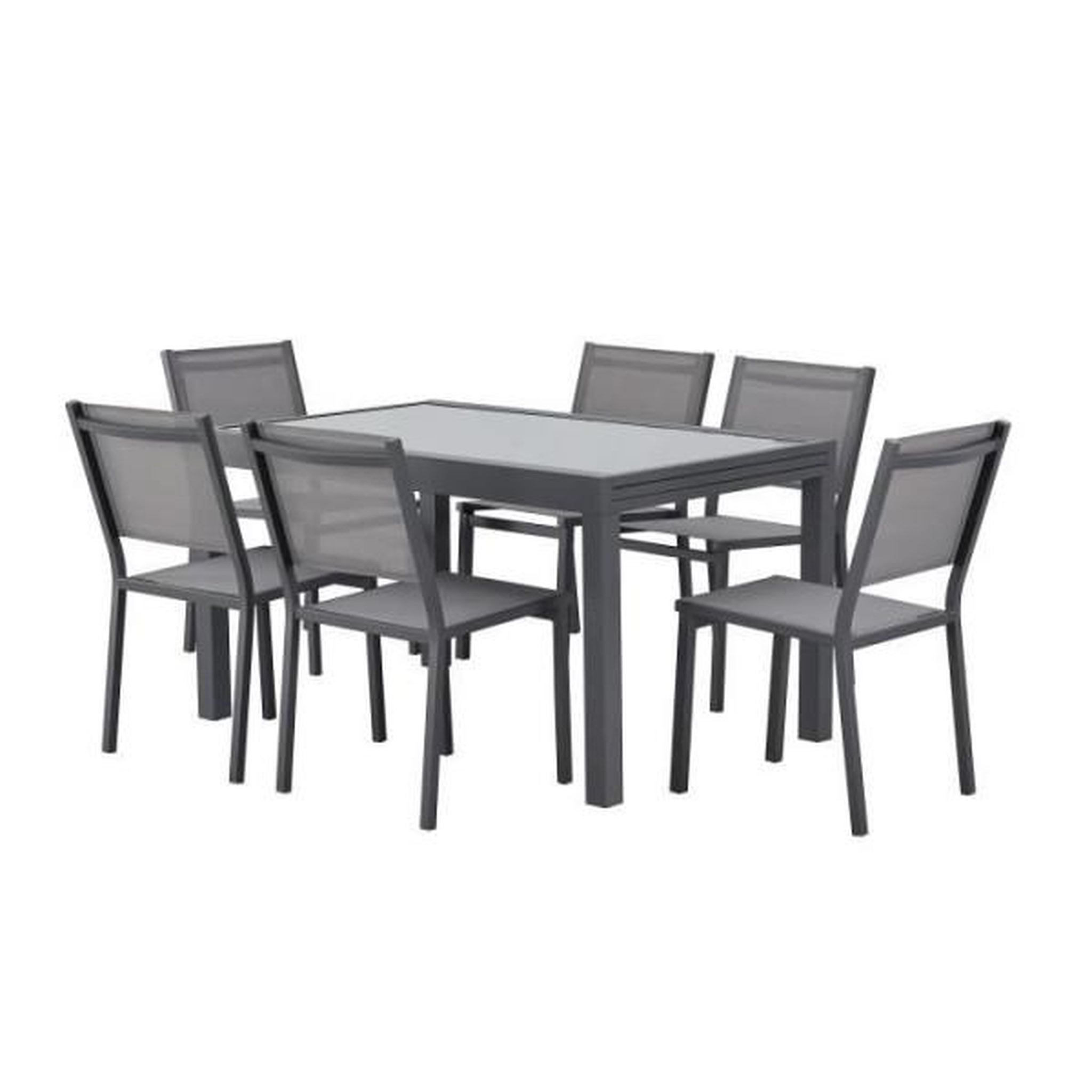Voir la diapositive 4 : MARKET24 Table de jardin extensible rectangulaire 6 a 10 personnes - Structure aluminium - Plateau verre trempé - L 135-270 x H 75 x P 9