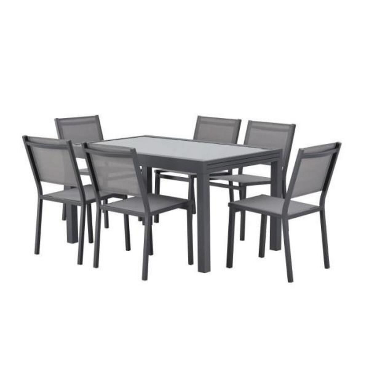 MARKET24 Table de jardin extensible rectangulaire 6 a 10 personnes - Structure aluminium - Plateau verre trempé - L 135-270 x H 75 x P 9