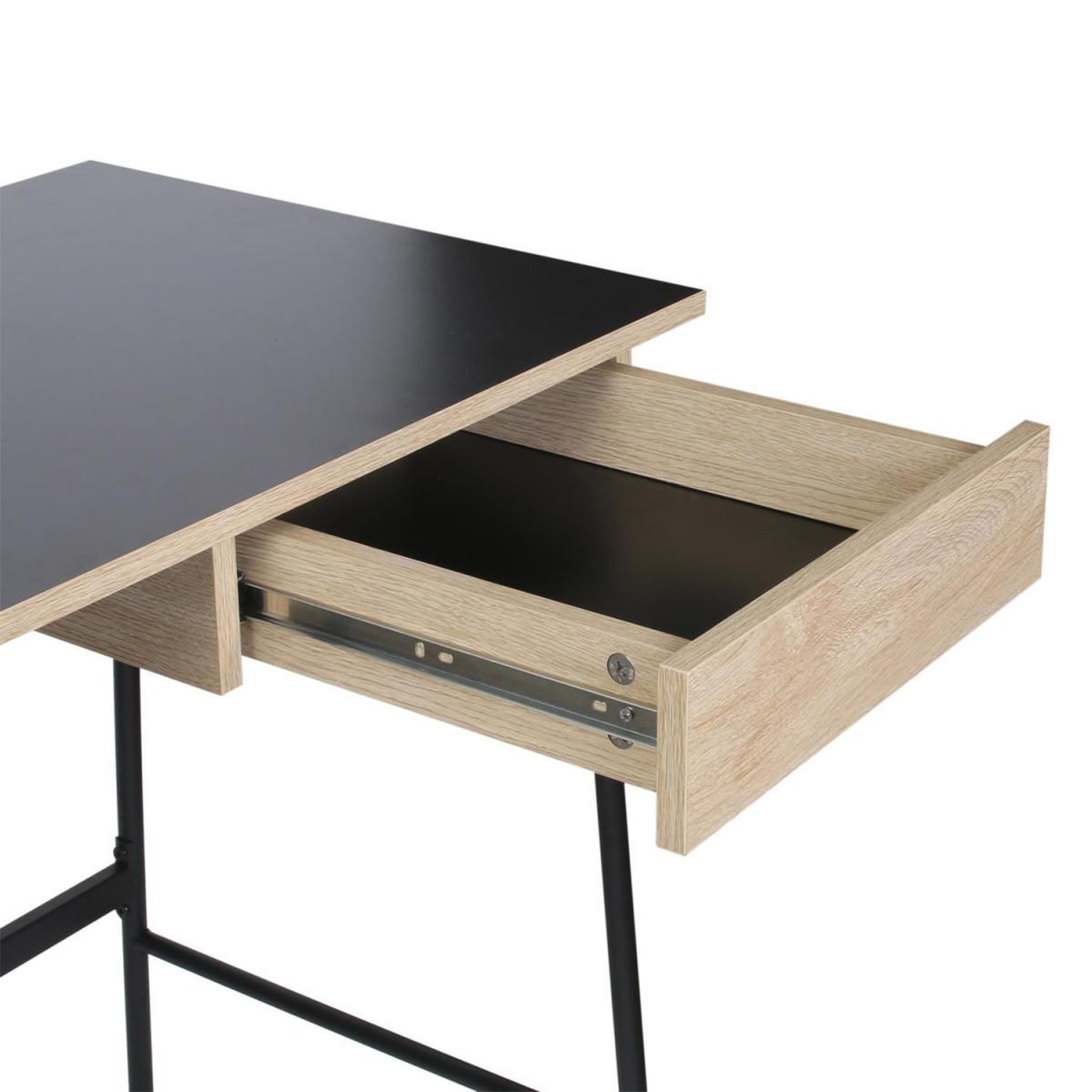 Voir la diapositive 4 : The Home Deco Factory Bureau industriel en bois et métal - l.100 x h.75 cm - noir