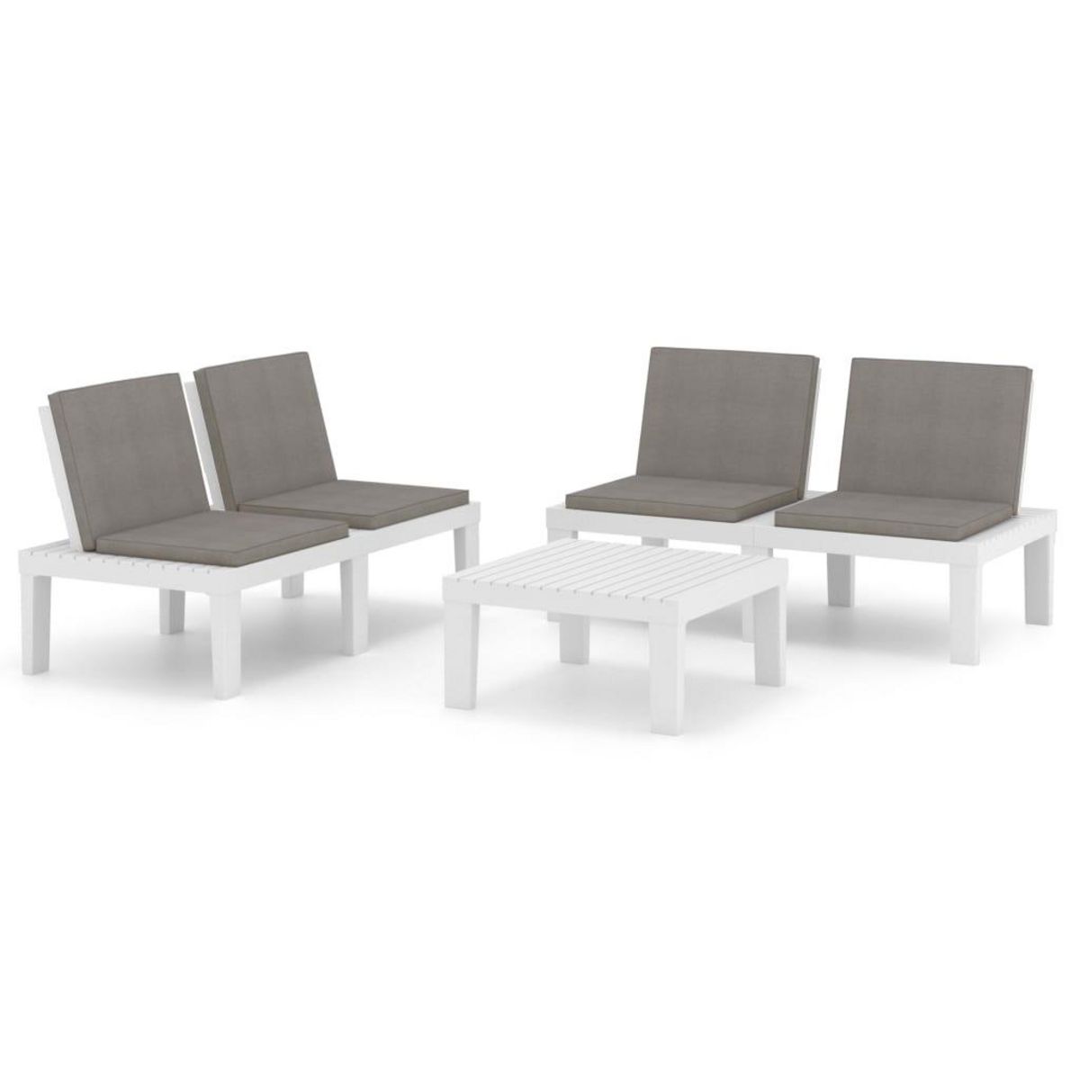 VIDAXL Salon de jardin 3 pcs avec coussins Plastique Blanc