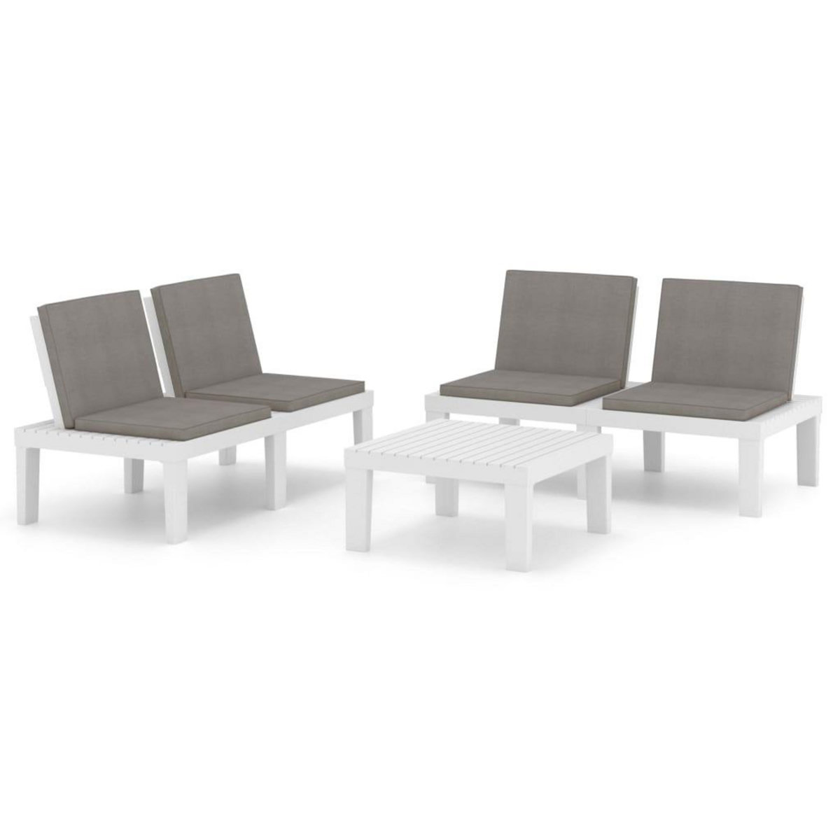 VIDAXL Salon de jardin 3 pcs avec coussins Plastique Blanc