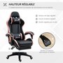 Voir la diapositive 6 : VINSETTO Chaise gaming - chaise de bureau gamer inclinable réglable repose-pieds rétractable coussins synthétique noir rose