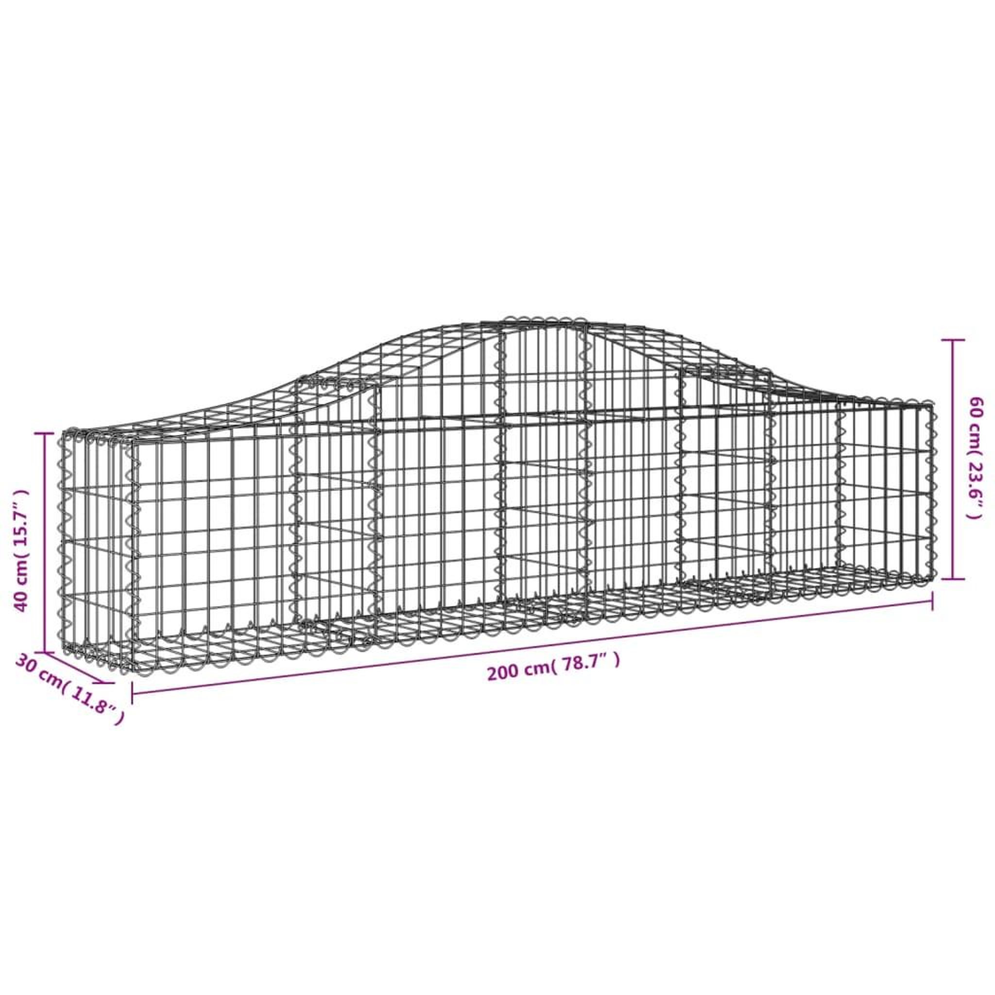 Voir la diapositive 6 : VIDAXL Paniers a gabions arques 2 pcs 200x30x40/60 cm Fer galvanise