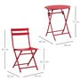 Voir la diapositive 3 : OUTSUNNY Salon de jardin bistro pliable - table ronde Ø 60 cm avec 2 chaises pliantes - métal thermolaqué rouge