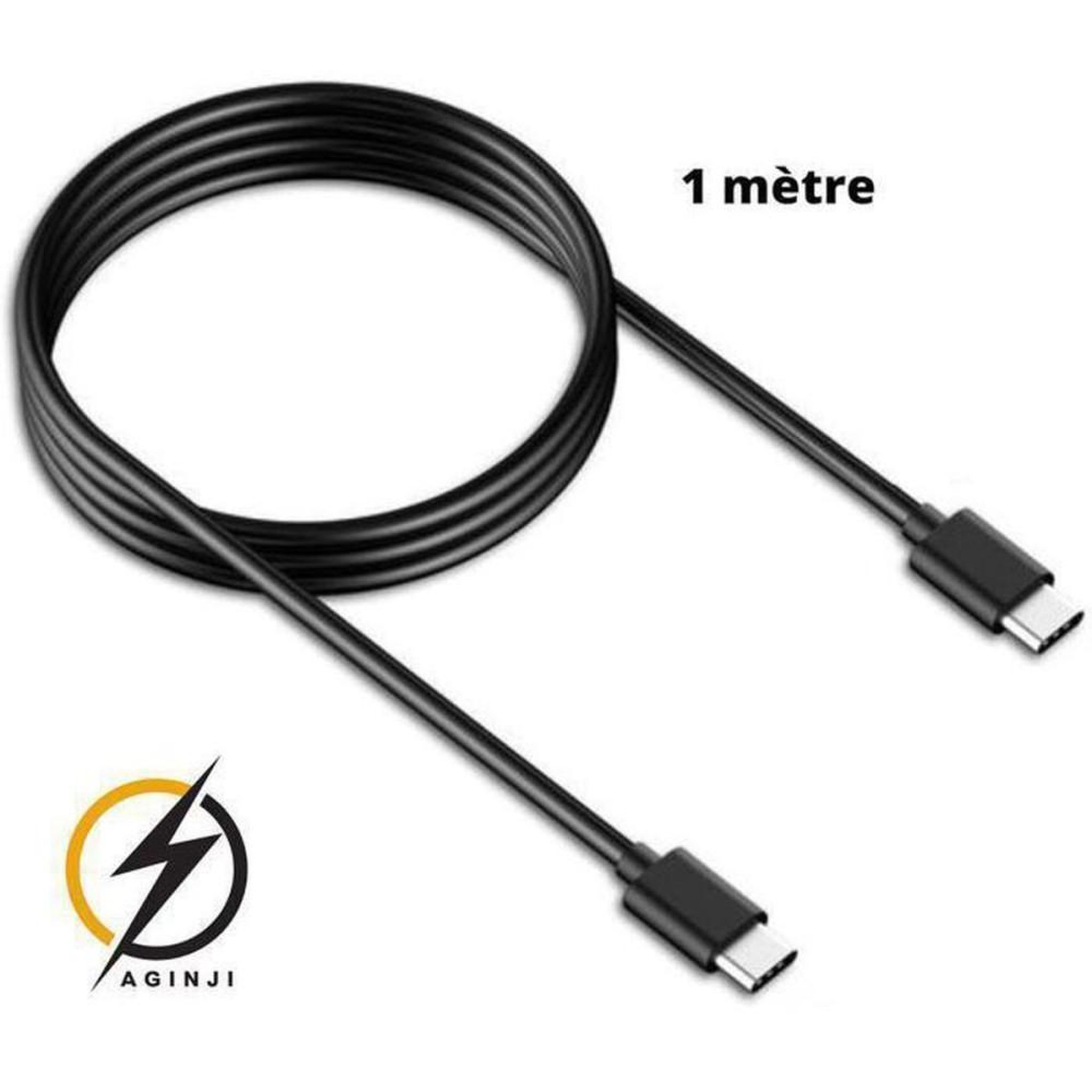 Voir la diapositive 2 : Chargeur rapide 25W avec câble USB-C 1 m, noir, prise secteur à 2 broches, compatible Samsung et smartphones USB-C