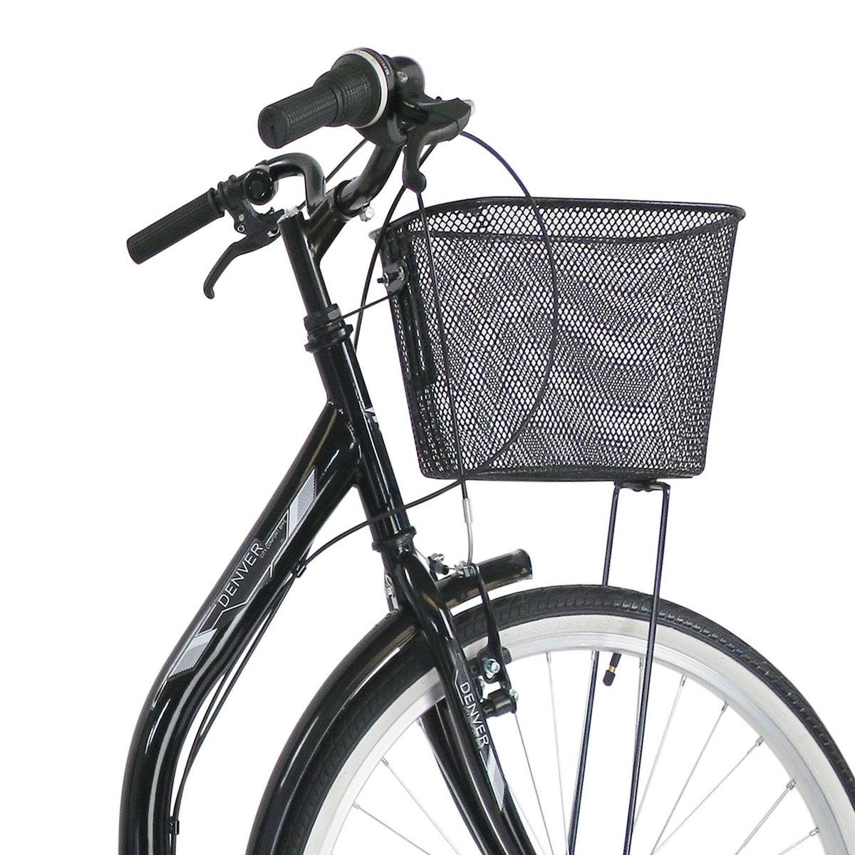 Vélo Ville 26'' City - 6 Vitesses - poignée tourante et dérailleur Shimano T21 avec cadre eNjambement bas et équipement City complet