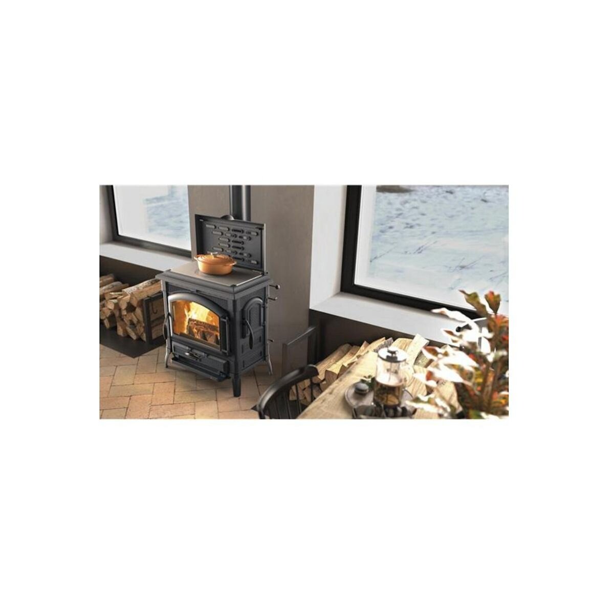 NORDICA EXTRAFLAME Poêle à bois fonte 4.9kw noir antracite - ISOTTACCLEAN