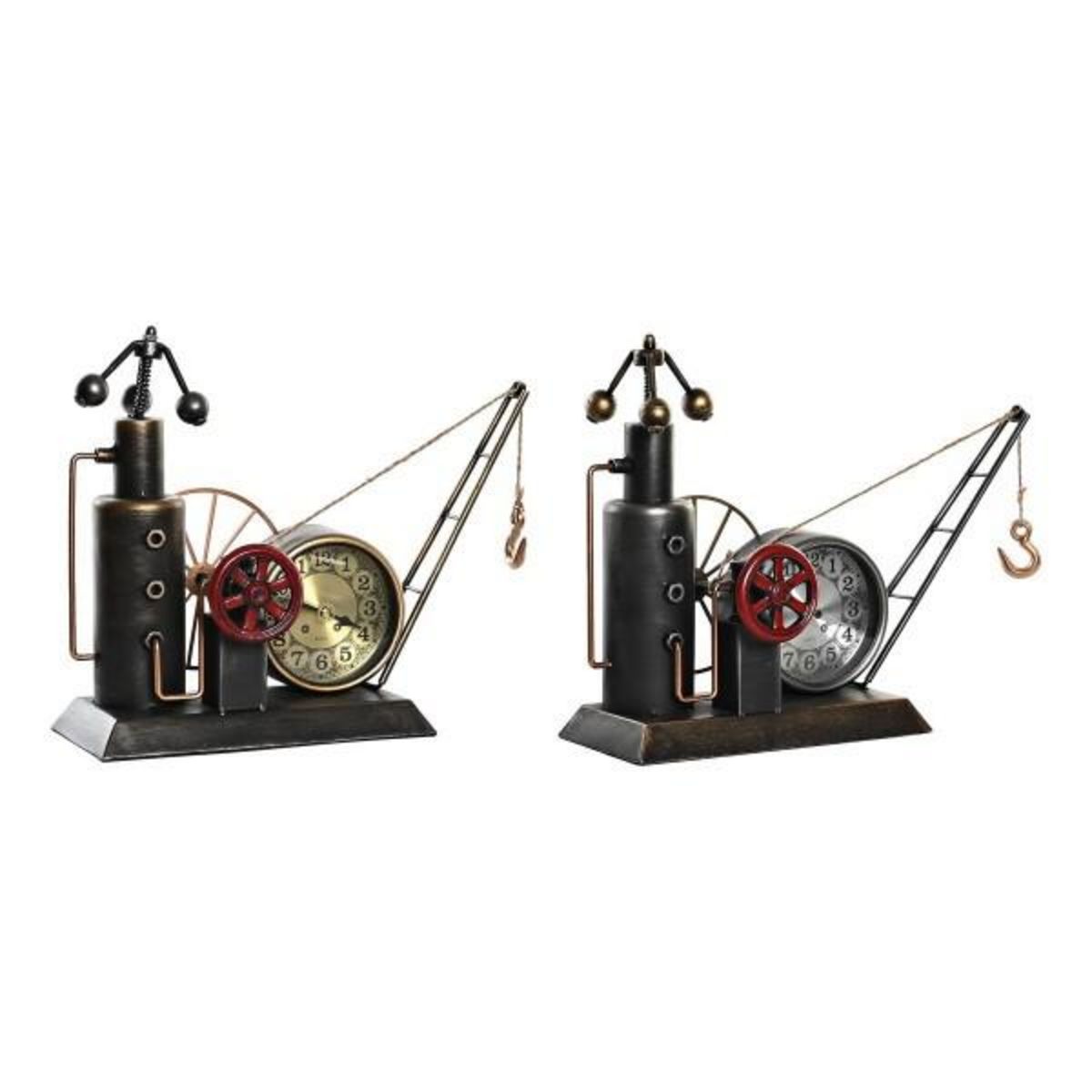 AAAAA Horloge de table DKD Home Decor Doré Argenté Fer Vintage 40,5 x 15 x 32,5 cm (2 Unités)