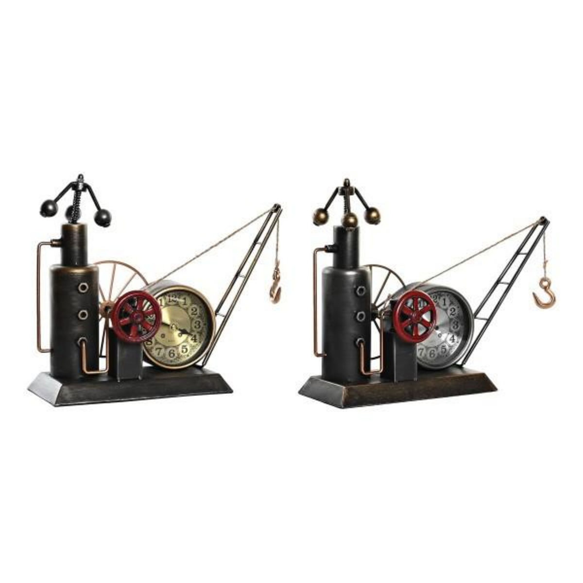 AAAAA Horloge de table DKD Home Decor Doré Argenté Fer Vintage 40,5 x 15 x 32,5 cm (2 Unités)