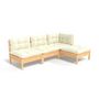 Voir la diapositive 2 : VIDAXL Salon de jardin 4 pcs avec coussins creme Bois de pin