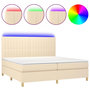 Voir la diapositive 2 : VIDAXL Sommier a lattes de lit et matelas et LED Creme 200x200cm Tissu
