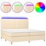 Voir la diapositive 2 : VIDAXL Sommier a lattes de lit et matelas et LED Creme 200x200cm Tissu