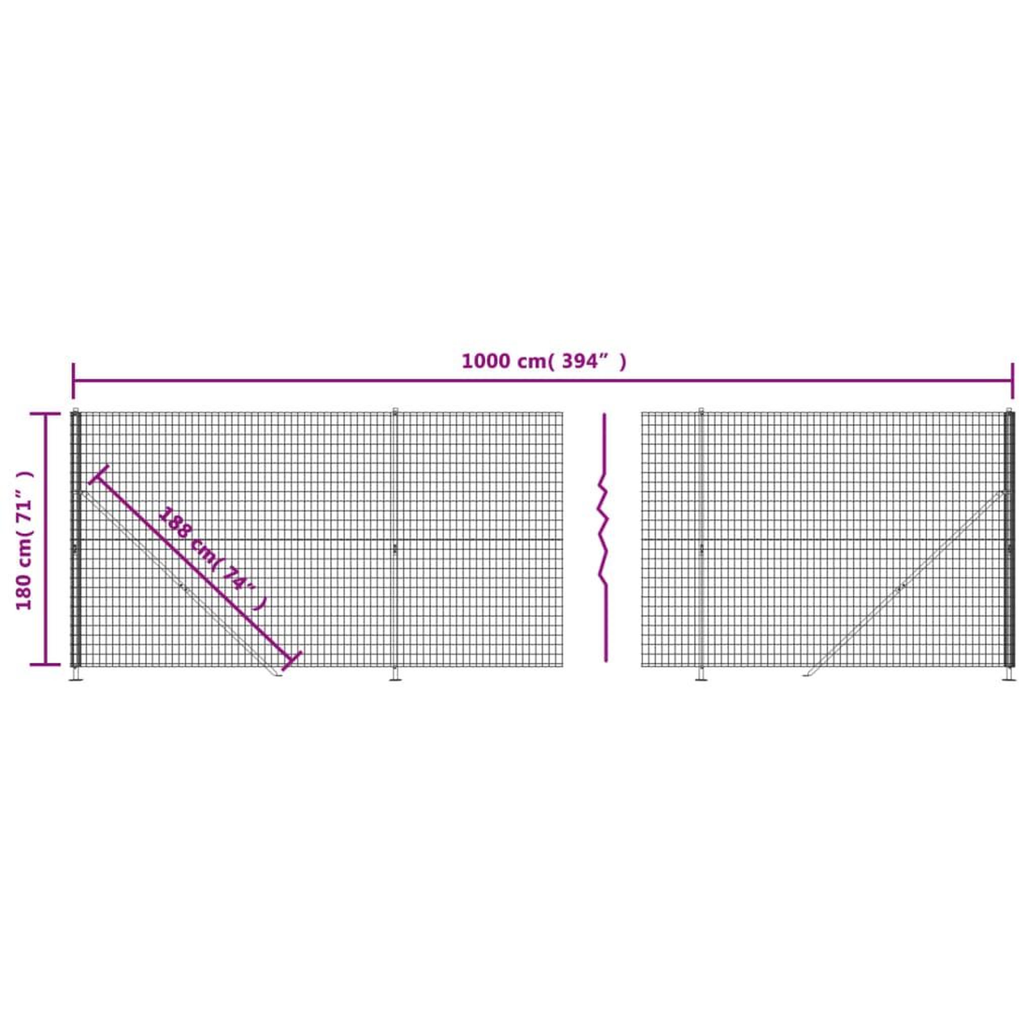 Voir la diapositive 6 : VIDAXL Cloture en treillis metallique avec bride anthracite 1,8x10 m
