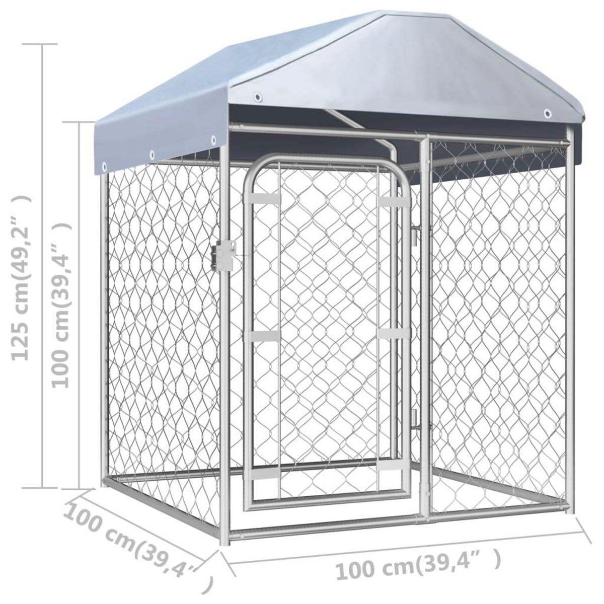 VIDAXL Chenil exterieur avec toit 100 x 100 x 125 cm