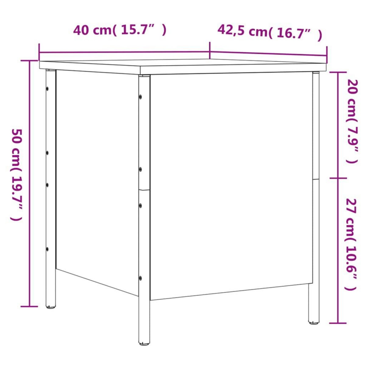 VIDAXL Banc de rangement noir 40x42,5x50 cm bois d'ingenierie