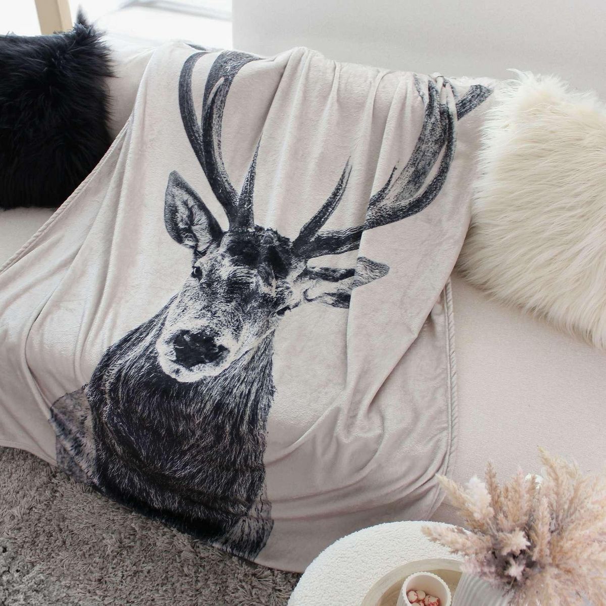 TOILINUX Plaid imprimé cerf Epicéa