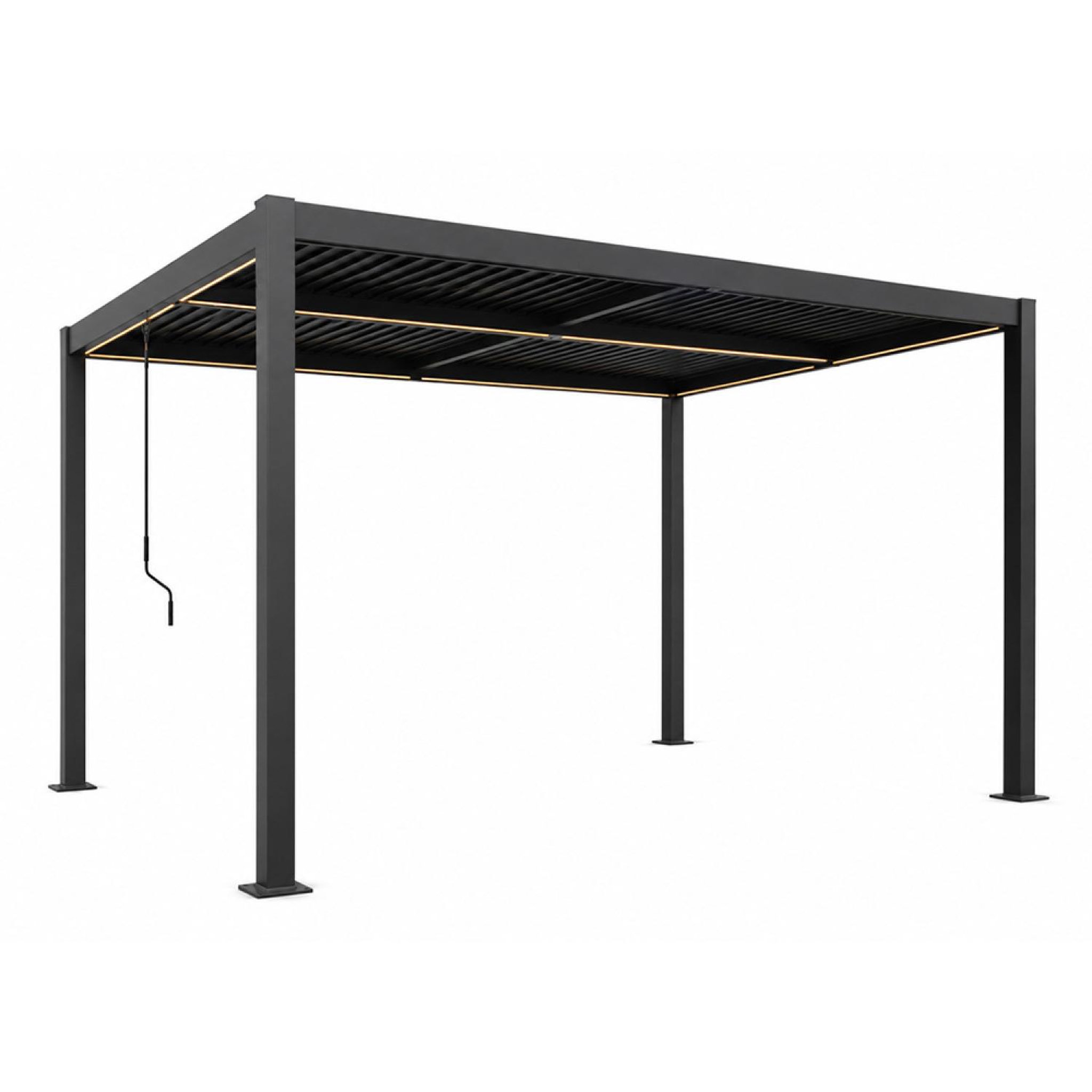 CONCEPT USINE Pergola bioclimatique à led 4x3m structure aluminium lames orientables corfu