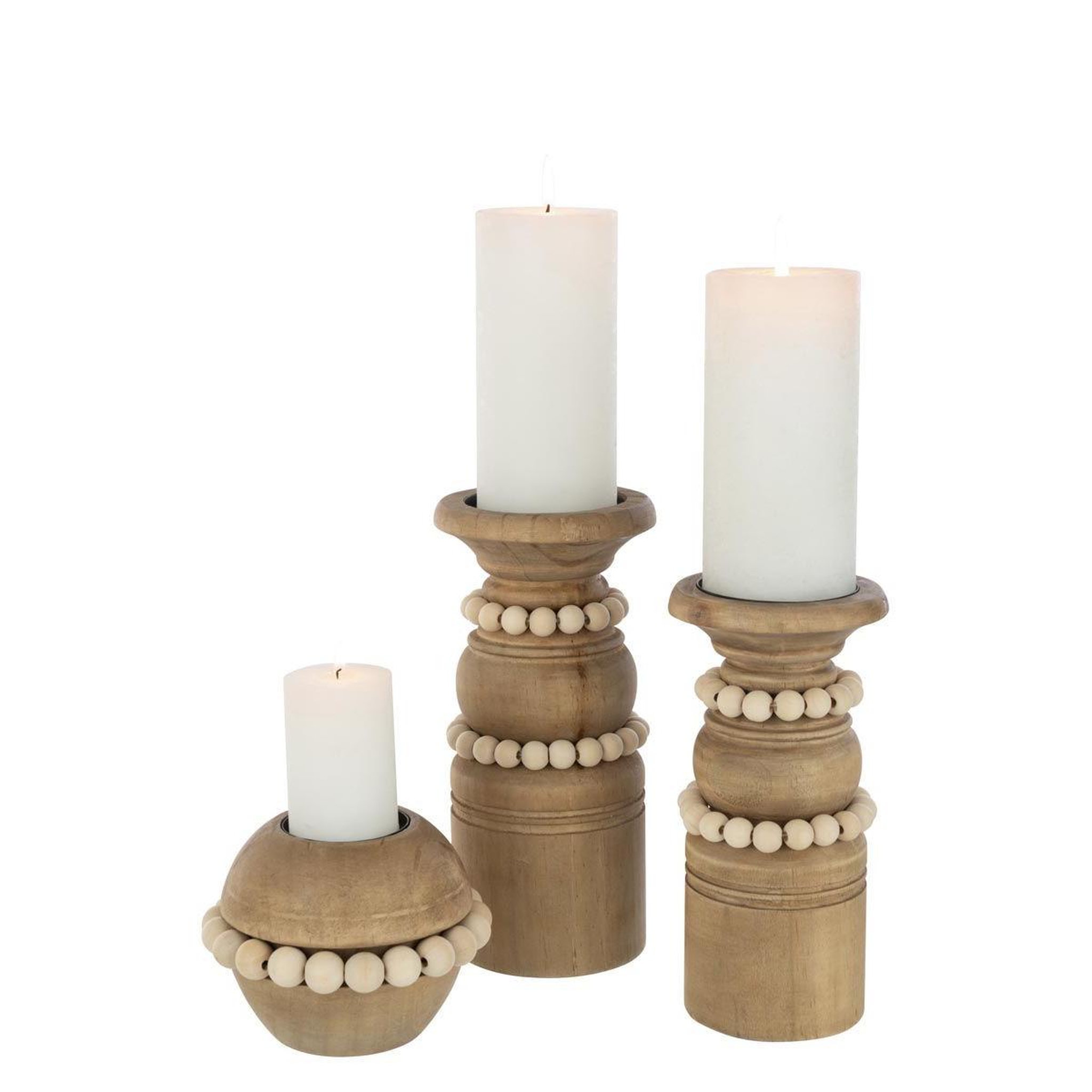 Voir la diapositive 4 : J-LINE Bougeoir déco en pin  pila  23cm naturel