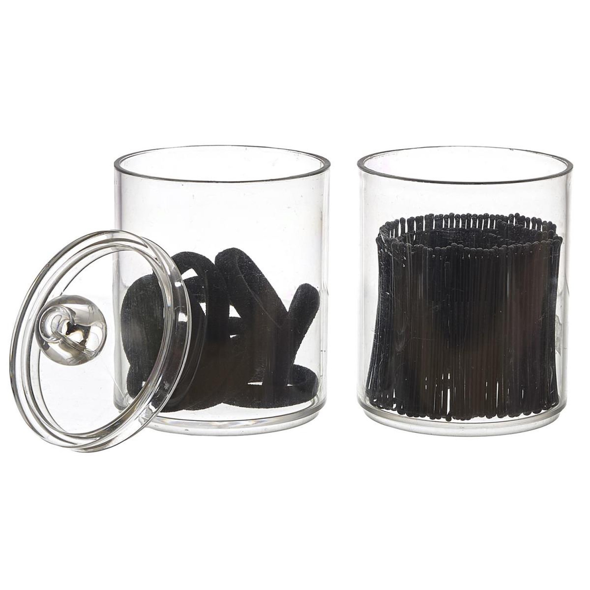 Voir la diapositive 2 : Cosmetic Club Lot de 2 boîtes accessoires cheveux  anna  19cm transparent
