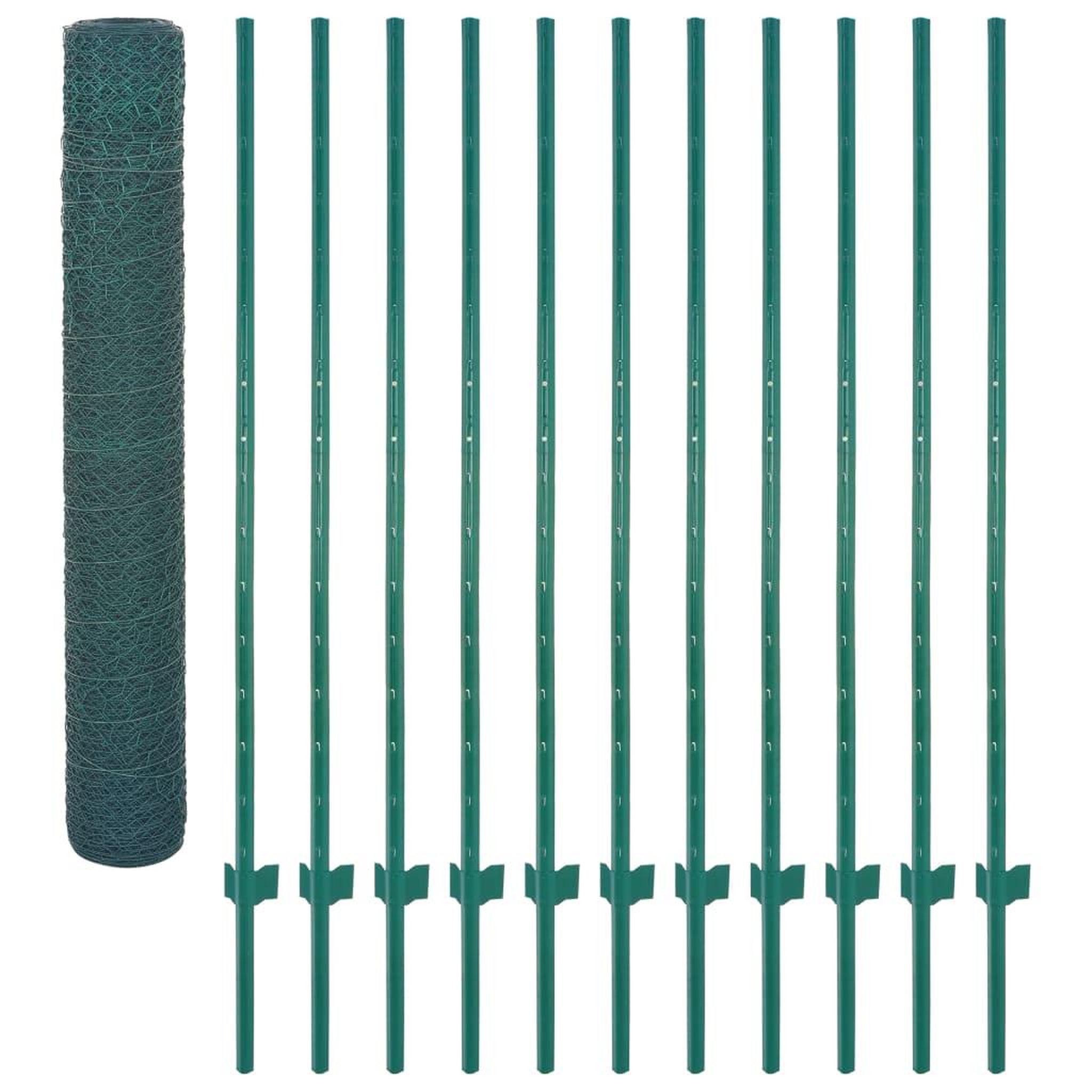 Voir la diapositive 3 : VIDAXL Cloture en grillage metallique avec poteaux Acier 25x2 m Vert