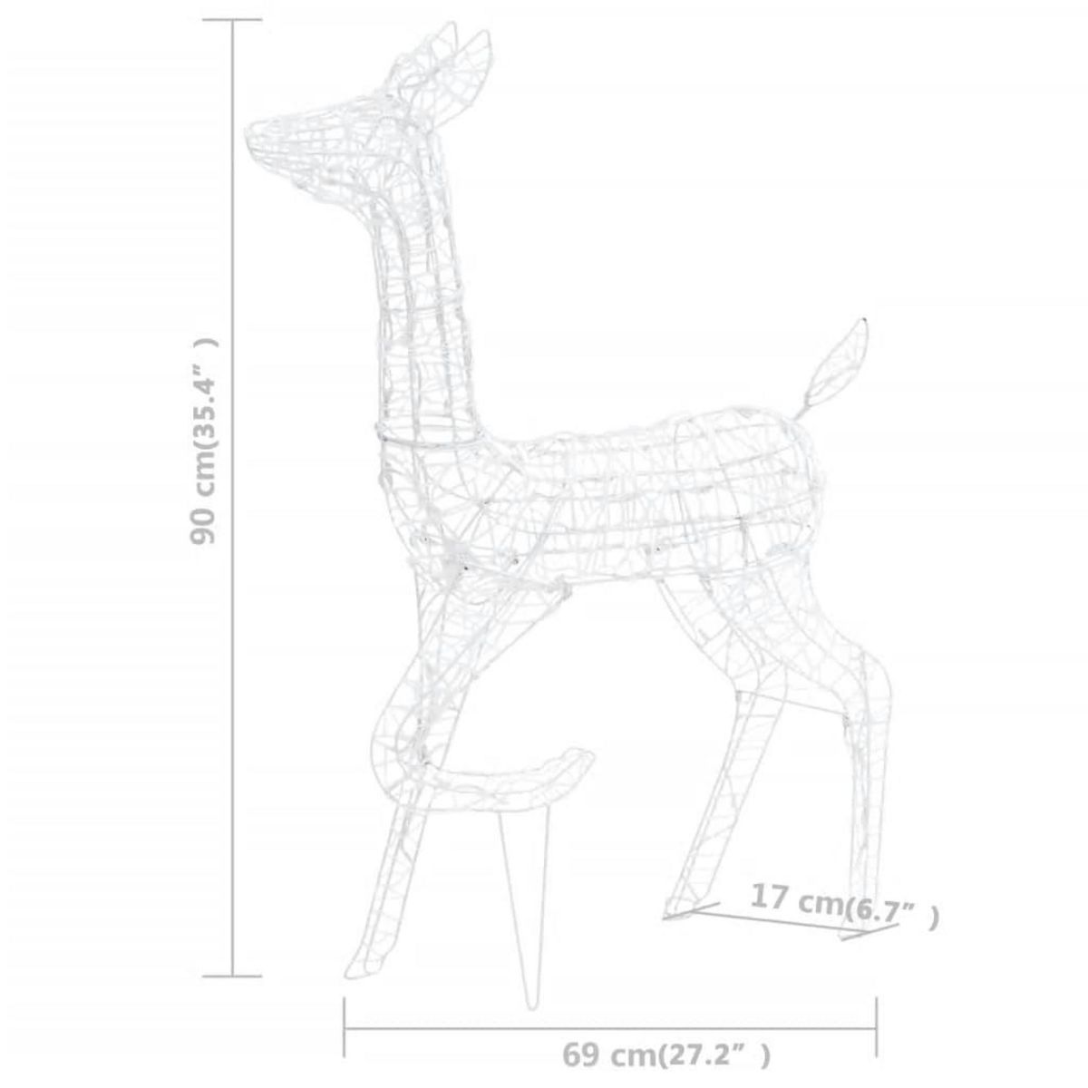 VIDAXL Famille de rennes de decoration Acrylique 160 LED blanc froid