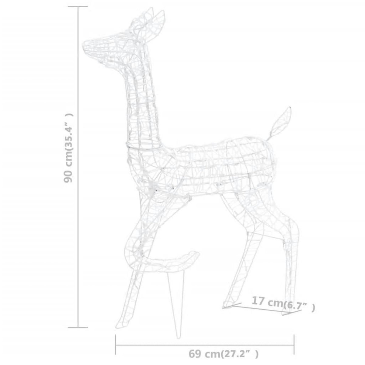 VIDAXL Famille de rennes de decoration Acrylique 160 LED blanc froid